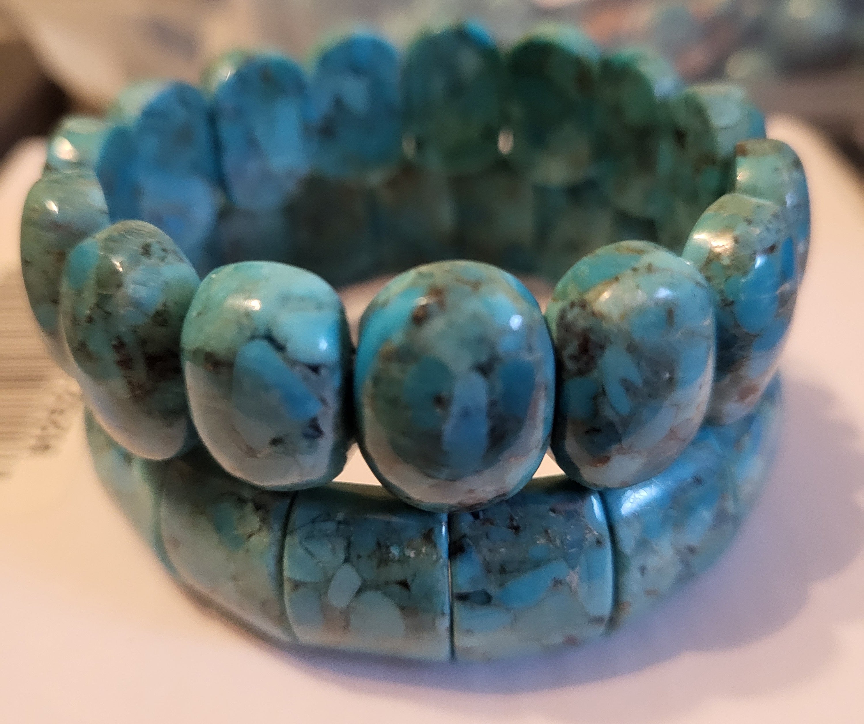 Turquoise 2 Stretch Bracelet Set 18x13mm