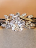 White Zirconia Rhodium over Sterling Silver Flower